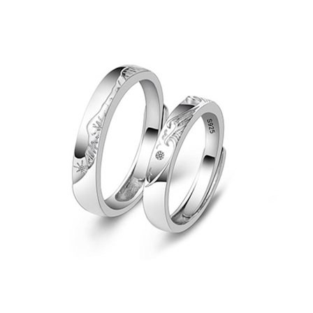 2 stk. Personlige Par Ringe Minimalistiske Bjerge Have Ring Smykkesæt Justerbar Hans Hendes Matchende Ring til Elskende
