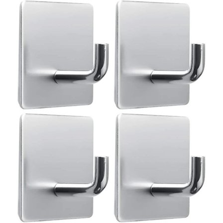 4 stk Selvklebende Kroker, Heavy Duty Håndklevegg Sticky Kroker Rustfritt Frakk Dørkroker For Bad Kjøkken Vaskerom Garderobe