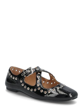 Bianco Bialilja Cross Mary Jane Studded Faux Leather - Black - 39