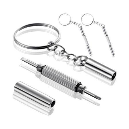 2 stk. Brille Skruetrækker Nøglering Bærbar Skruetrækker 3 i 1 Nøgle Brille Skruetrækker Brille Reparationssæt Lille Mini Rustfrit Stål Nøglering 