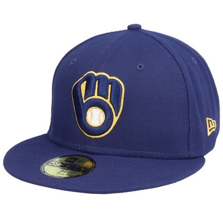 New Era - MLB Blå fitted Keps - Milwaukee Brewers Authentic On-Field 59Fifty Navy Fitted @ Hatstore