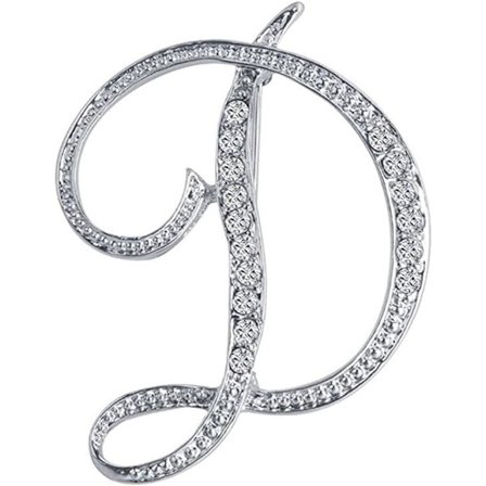 D initial bogstav broche til kvinder, sølv metal brocher wi