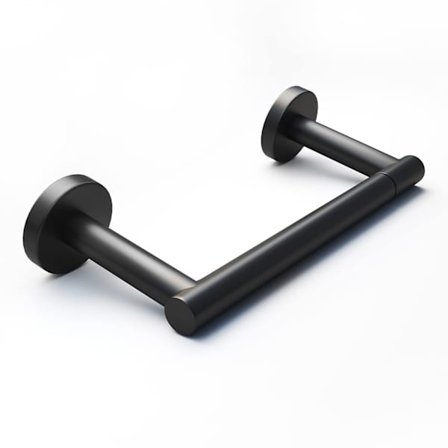 Mat sort toiletpapirholder, dobbelt-søjle roterende toiletpapirholder i rustfrit stål, til vægmontering i badeværelset.