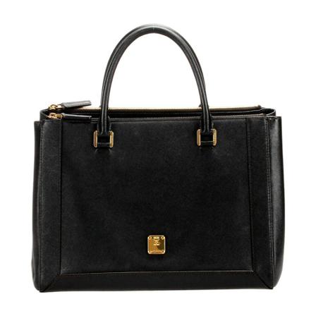 MCM Pre-owned, New Leather Handbag Zwart, Dames, Maat:ONE Size