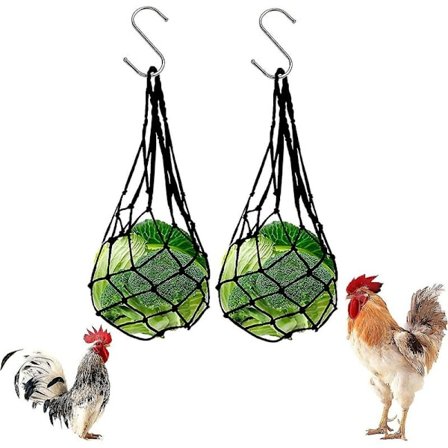 Kylling frukt grønnsak fôring nettpose, kylling leketøy tilbehør frukt holder grønnsak holder fôring nett for kylling and gås fjærkre