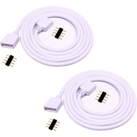 2 stk. 1m RGB LED Strip Skjøtekabel LED Bånd Skjøtekabel 4 Pin Forlengerkabel LED Strip Kobling Kobling for SMD 5050 2835 RGB LED Strip, Hvit