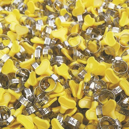Pakke med 10 25-40mm slangeklemmer med vingeskrue i rustfritt stål (25-38mm gul) | 9mm slangeklemme for S