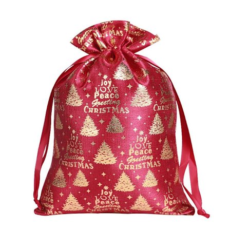 Julebomulds snørelukningsposer 20x30cm (2-pak) - Guldbelagte festlige gaveposer