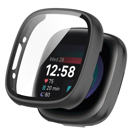 Fitbit Versa 4 / Sense 2 skal i härdat glas - Svart