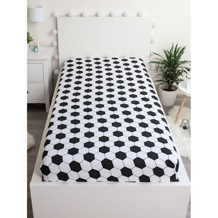 Jerry Fabrics Bomulls Dra-på-lakan Fotboll Enkel Svart/Vit