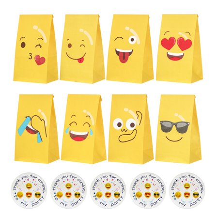 24 kpl Emoji-karkkipussi, paperikassilahja 24 tarralla, pieni Bi