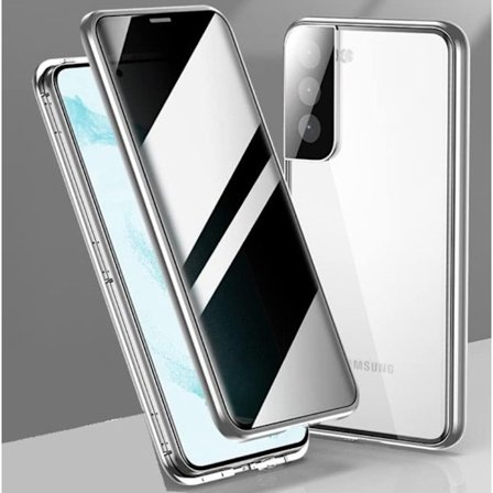 Sekretess magnetiskt fodral för Samsung S25 plus silver