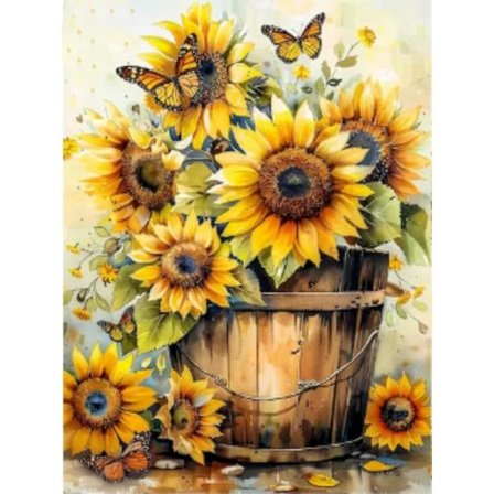 Solsikker Diamant Kunst Sæt til Voksne - Sommerfugle Voksen Diamant Maleri Sæt, Solsikker Ædelsten Kunst til Voksne til Gave og Boligindretning 30*40 