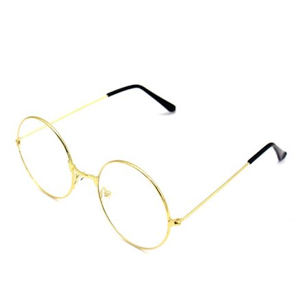 Nissebriller Nissekostume Retro Runde Nikkelfarvede Briller Nisse med Runde Linser