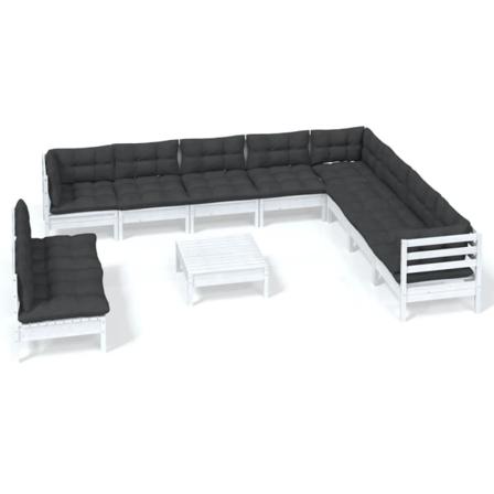 Vidaxl Loungegrupp Med Dynor 11 Delar Vit Massiv Furu Vit