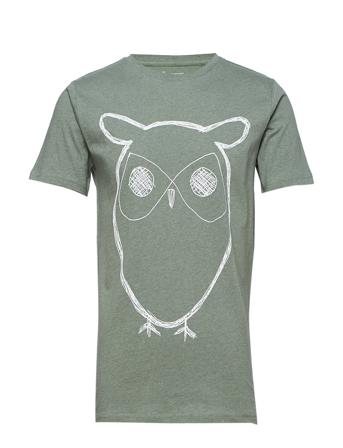 Alder Big Owl Tee - Gots/Vegan T-shirts Short-sleeved Vihreä Knowledge Cotton Apparel