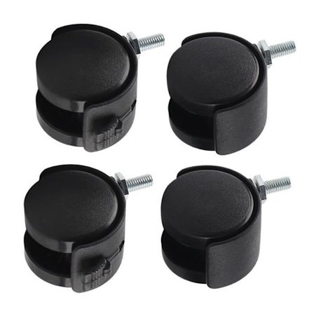 4 stk. svingbare hjul erstatningshjul for møbler og kontorstoler nylonplast, svart brems Mxzzand