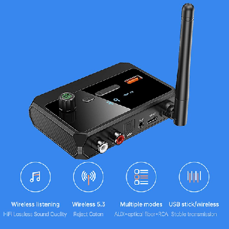 1 i Bluetooth 5.3 Sender Mottaker Optisk Koaksial 3.5mm AUX RCA USB U-Disk Stereo Musikk Trådløs Lydadapter For TV PC