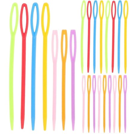 40 stk. Plastiksy nåle med stort øje, væveværktøj til børnehåndværk og nåleprojekter 7 cm og 9 cm (blandet farve)