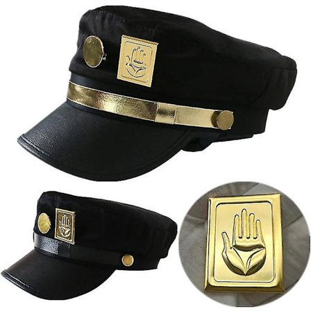 Jojo's Bizarre Adventure Kujo Jotaro Cosplay Kasket Unisex Voksen Metal Badge Hat Rekvisitter