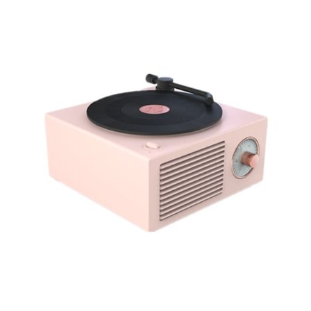Atomic vinyl Bluetooth-ljud, retro vinyl skivspelare ljud, hem trådlös mini USB utomhusbräda (rosa)