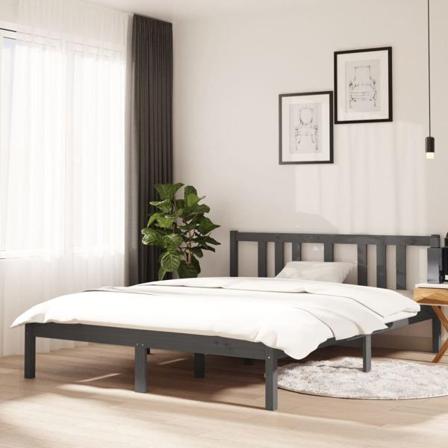 Vidaxl Sängram Massivt Trä 140x190 Cm Grå