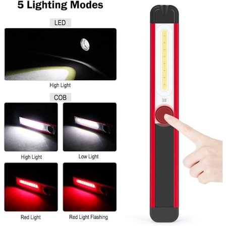 *2 arbejdslamper genopladelige LED håndholdt lampe COB lommelygte 5 tilstande*