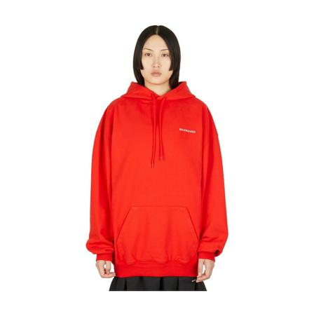 Balenciaga Medium Fit Hooded Sweatshirt Rød, Dame Sweatshirts