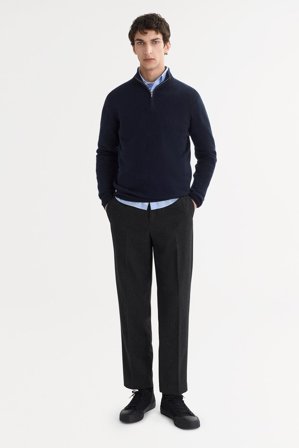 Soft Goat - Men's Half Zip - Men cashmere sweater - S - Navy