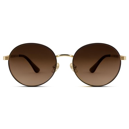 Occasus | Round Gold-tone and Brown Polarised Sunglasses for Men - Polarised sunglasses