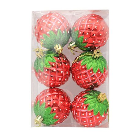 Christmas Special Shape Strawberry Pendant 6st/ set Xmas Tree Ornament Decor