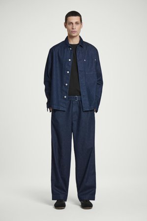 COS Men's Belted Denim Straight Leg Trousers in Blue