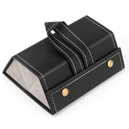 Brilleopbevaringsboks, 3-rums brilleopbevaringsboks Brilleopbevaringsorganisatorboks PU-læder solbriller briller sort