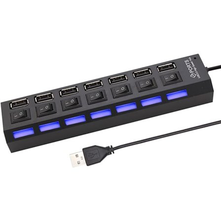 USB 2.0 Hub Multi USB Splitter Hub Bruk Strømadapter USB 2.0 Hub
