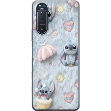 Kompatibelt Mobildeksel til Sony Xperia 5 II Broder mønster med hjerter, paraplyer og pastellfarget myk bakgrunn