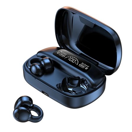 Bluetooth 5.3-hörlurar Sport On Ear Trådlösa Sporthörlurar Brusreducerande IPX5 Vattentäta Headset Benledning Hörlurar, (Svart)