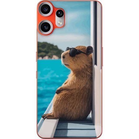 Kompatibelt Mobilskal till Nothing Nothing CMF Phone 2 Pro Avslappnad kapybara med solglasögon vid havet, roligt och humoristiskt motiv som sprider g