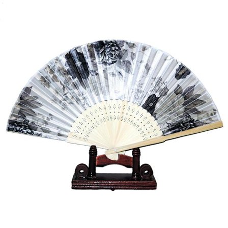 Solfjäder - Blomster [Ljus] - Svartvit