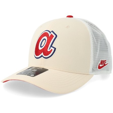 Nike MLB - MLB Beige trucker Kasket - Atlanta Braves Dri-fit Rise Natural/Red/White Trucker @ Hatstore