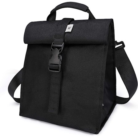 Eristetty lounaslaukku Rolltop-lounasrasia naisille, miehille, aikuisille ja teineille (musta)