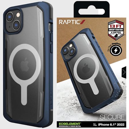 Raptic X-Doria Secure Case iPhone 14-deksel med MagSafe pansret blått beskyttelsesdeksel