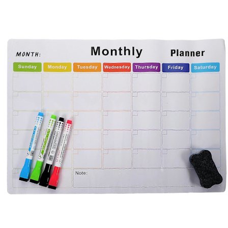 Køleskabstavler Magnetisk tavle til hjemmekontor Familieplanlægning Rektangulær hvid kant Sletbar teknologi 1 sæt