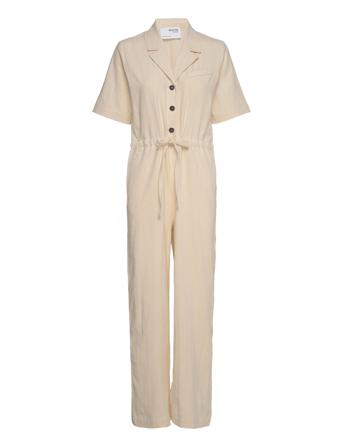 Slfmalvina-Ida 2/4 Jumpsuit Ex Jumpsuit Beige Selected Femme