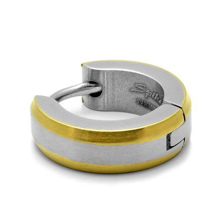 Sentio | Brinco Argola em Aço Cirúrgico Dourado e Escovado for Men