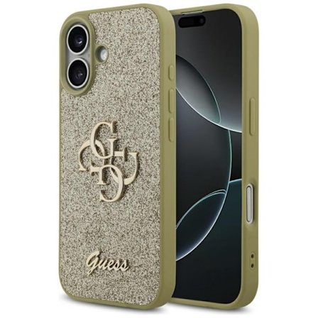 Guess Mobilskal till iPhone 17 Fixed Glitter Big 4G - Guld