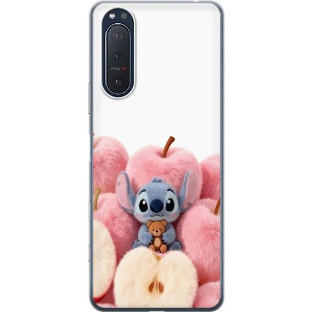 Yhteensopiva Puhelinkuori Sony Sony Xperia 5 II Värikäs kollaasi futuristisilla tyttöryhmän hahmoilla, sydämillä ja glitterillä nykyaikaisessa