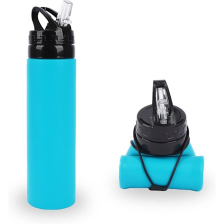 600 ml hopfällbar vattenflaska läckagesäker BPA-fri silikon sportvattenflaska ultralätt och rullbar vattenflaska