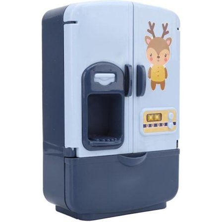 Vgeby Mini Kylskåp Leksak Simulering Intelligent Kylskåp Dubbeldörr Köksleksaker Set Barn Lekhus Leksak (Blå)