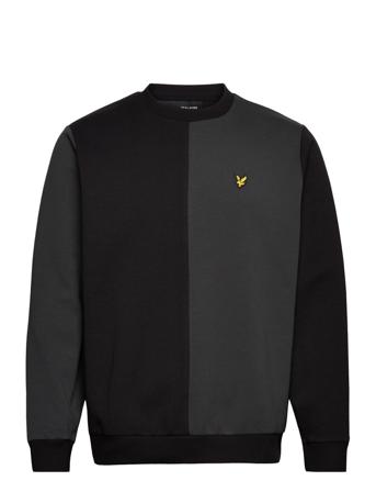 Wide Tonal Striped Crew Neck Black Lyle & Scott