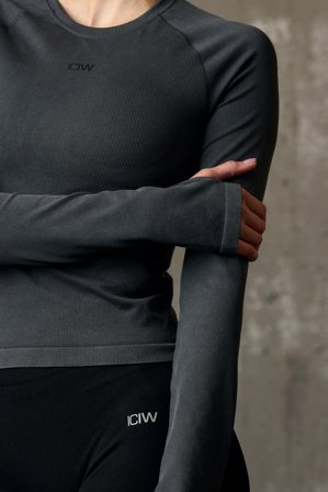 Sculpt Seamless Ribbed LS Stone Wash Black